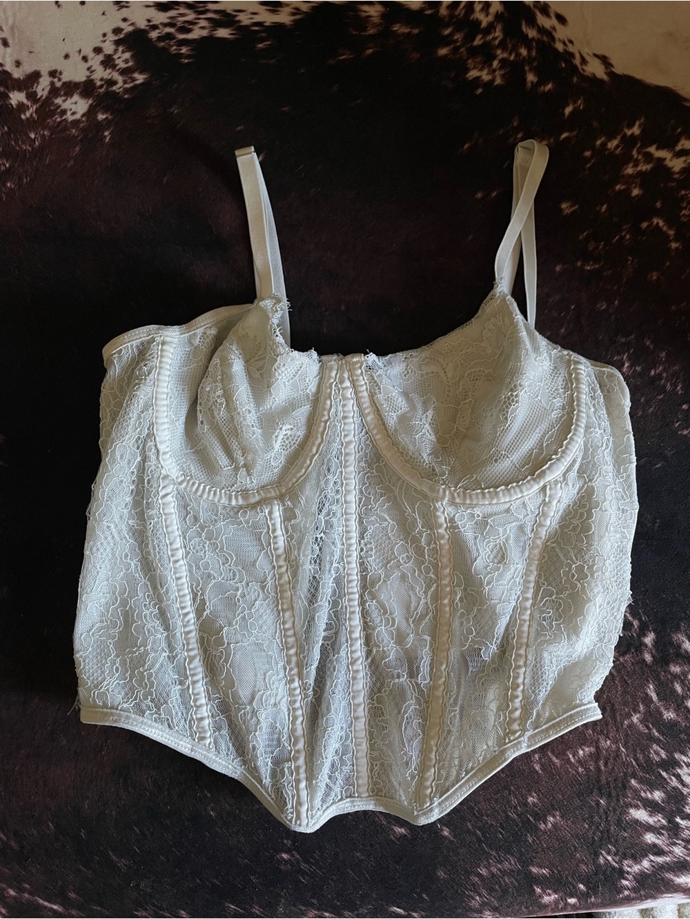 White corset lace crop